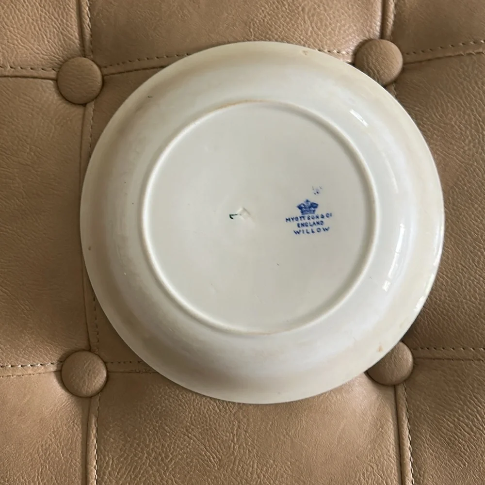 19th century blue Willoware Myott son& co England willow 7 inch Soup Bowl - Picture 4 of 8